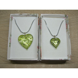 Glass heart with silver foil
