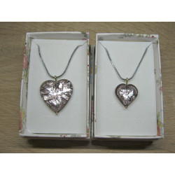 Glass heart with silver foil